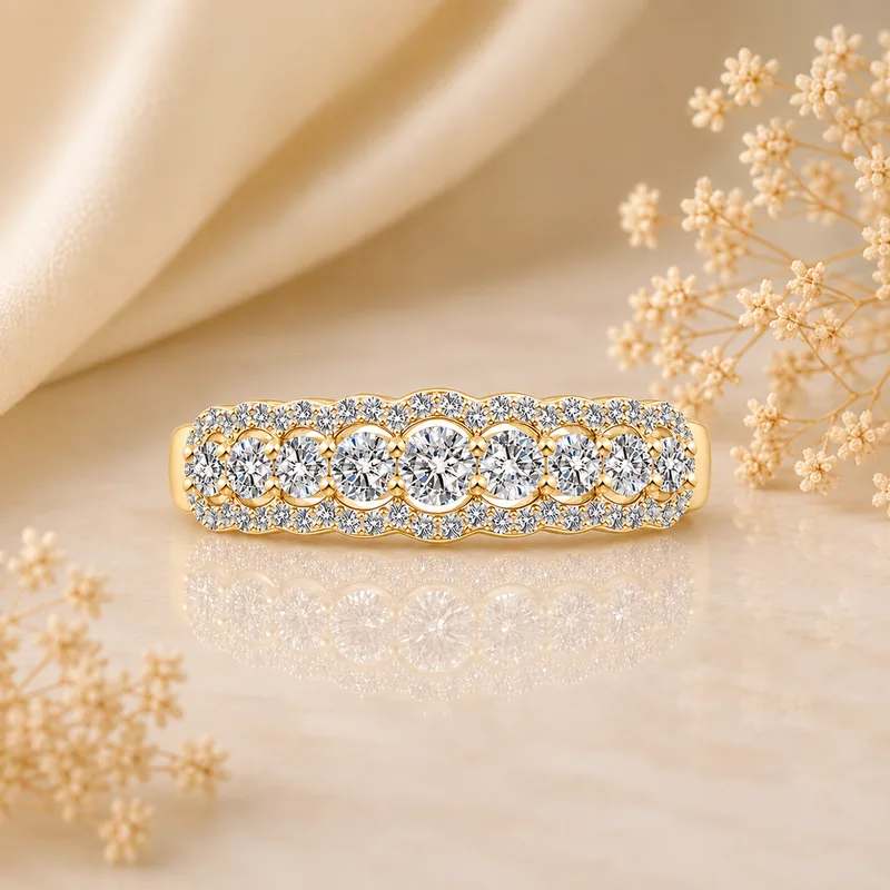 Classic Multi-Row Round Diamond Band Ring image 1