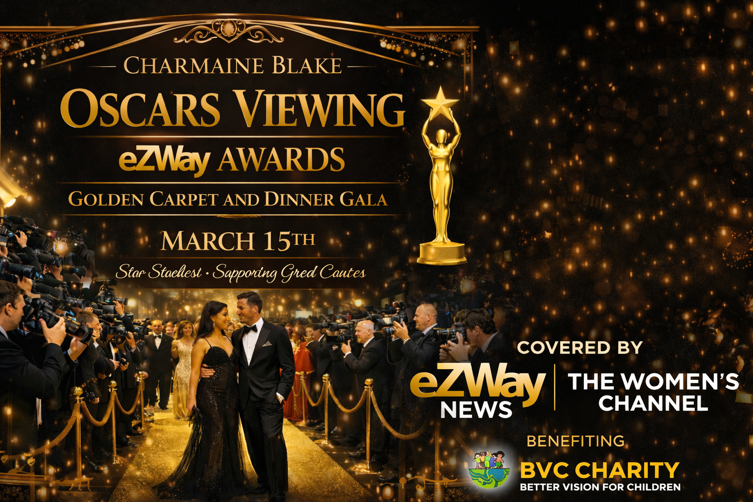 CHARMAINE BLAKE OSCARS VIEWING, eZWay Awards Gold Carpet Dinner Gala 