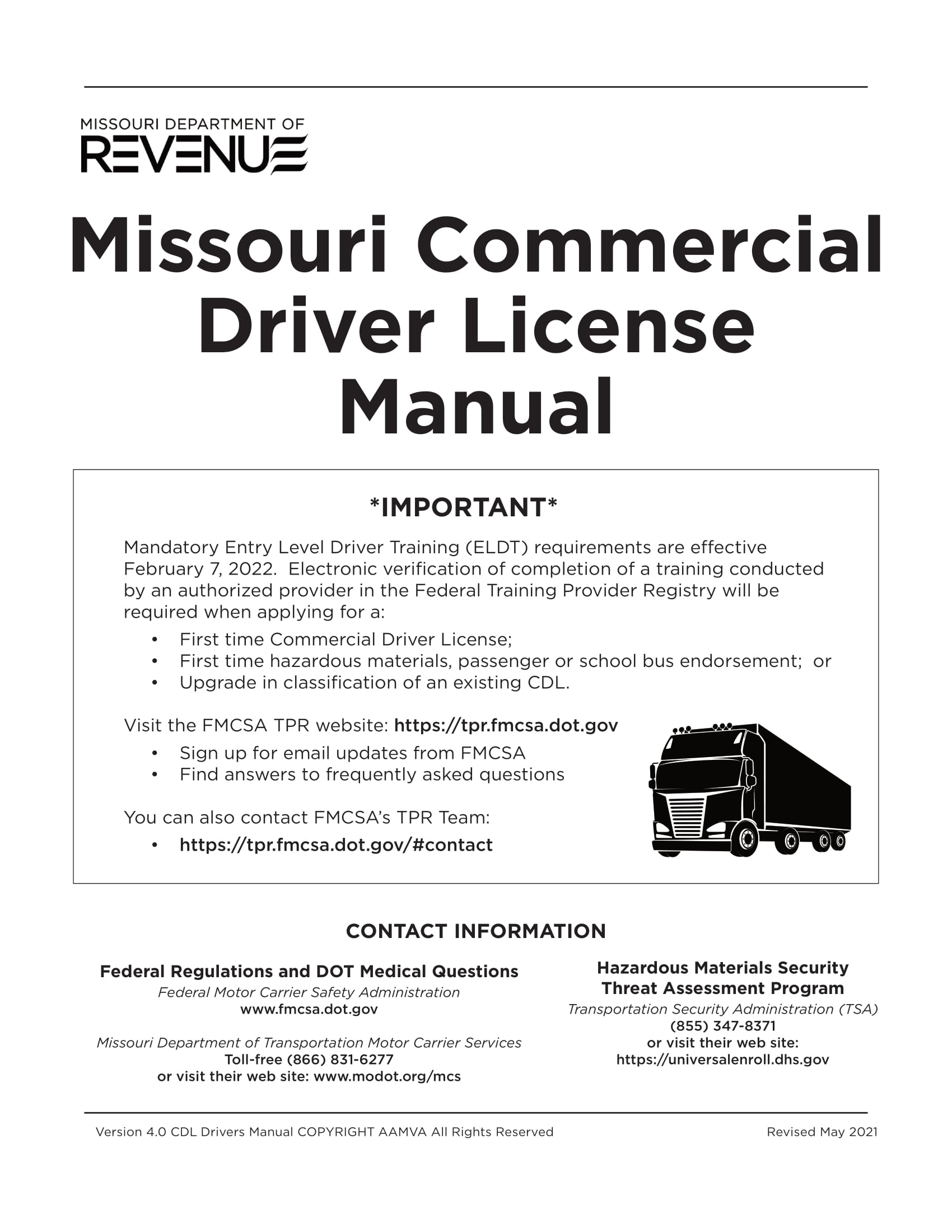 Missouri CDL Handbook Online 2024 (Updated) MO