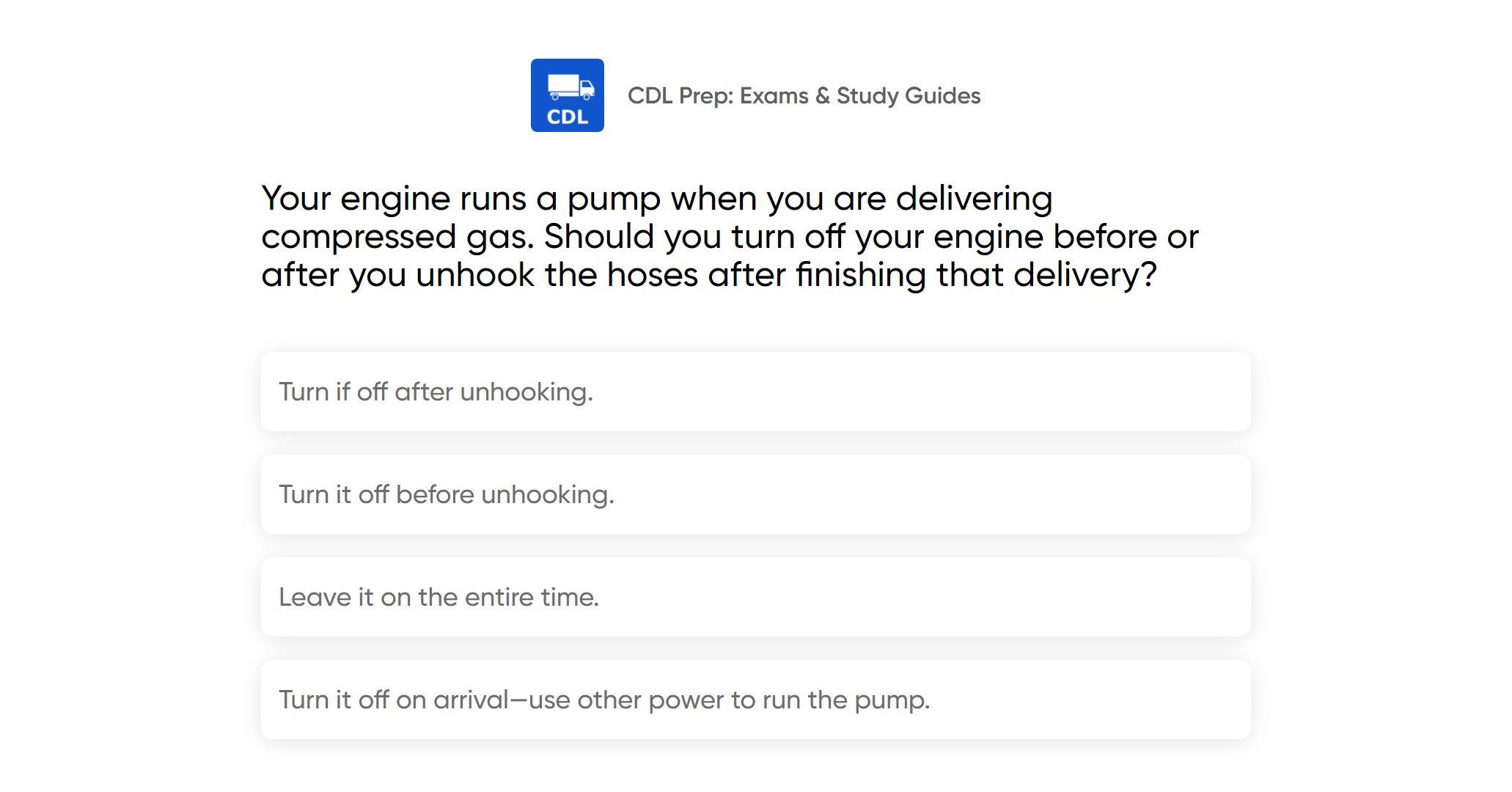 Your engine runs a pump when you are delivering compressed gas. Should