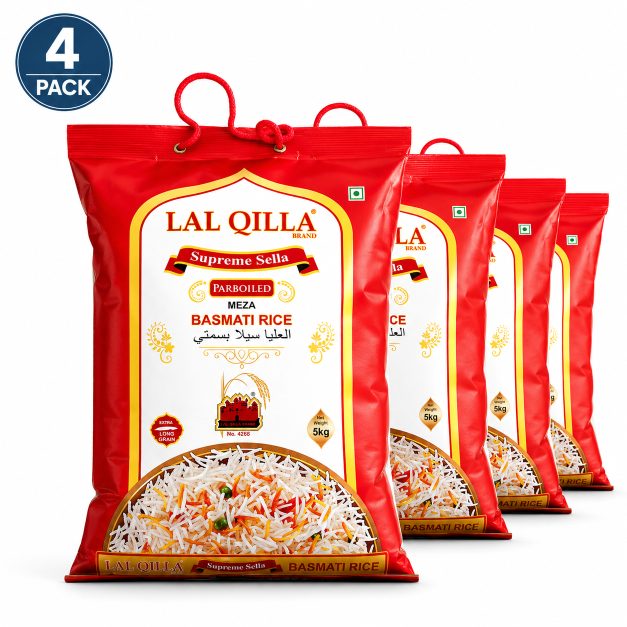 Lal Qilla Supreme Sella Basmati Rice 5kg x 4 Pack (20kg Bulk Deal) – Premium Long Grain Parboiled Rice in Korea