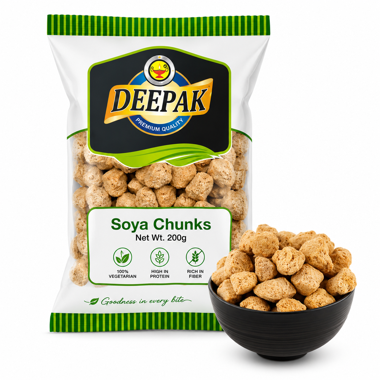 Deepak Soya Chunks 200g × 2 – High Protein Soy Meat Chunks (디팍 소야청크 콩고기)
