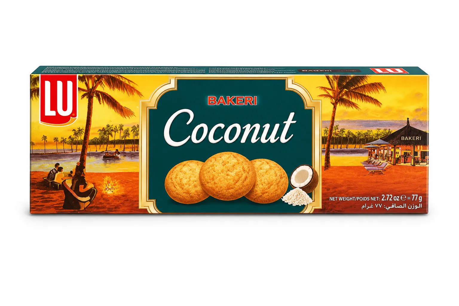 LU Bakeri Coconut Cookies 77g | Crispy Coconut Butter Cookies | Premium Tea Biscuits