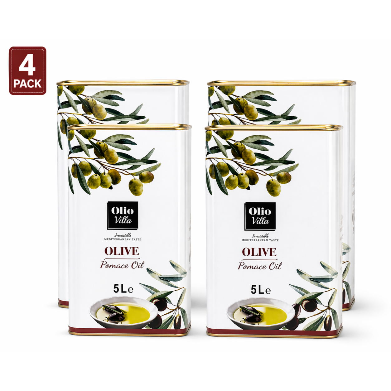 Olio Villa Olive Pomace Oil 5L x 4 Pack (Bulk Bundle) | Premium Cooking Oil for Frying, Restaurants & Daily Use in Korea