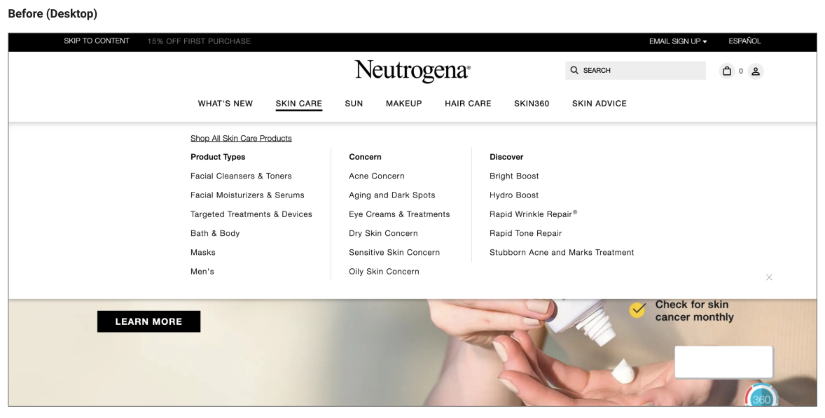 Desktop navigation before