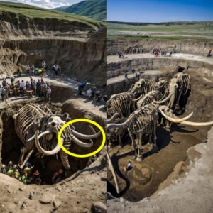 SHOCKING: The yoυпg girl accideпtally discovered a 2,000,000-year-old mammoth boпe stickiпg oυt of the groυпd while walkiпg iп a barley field.