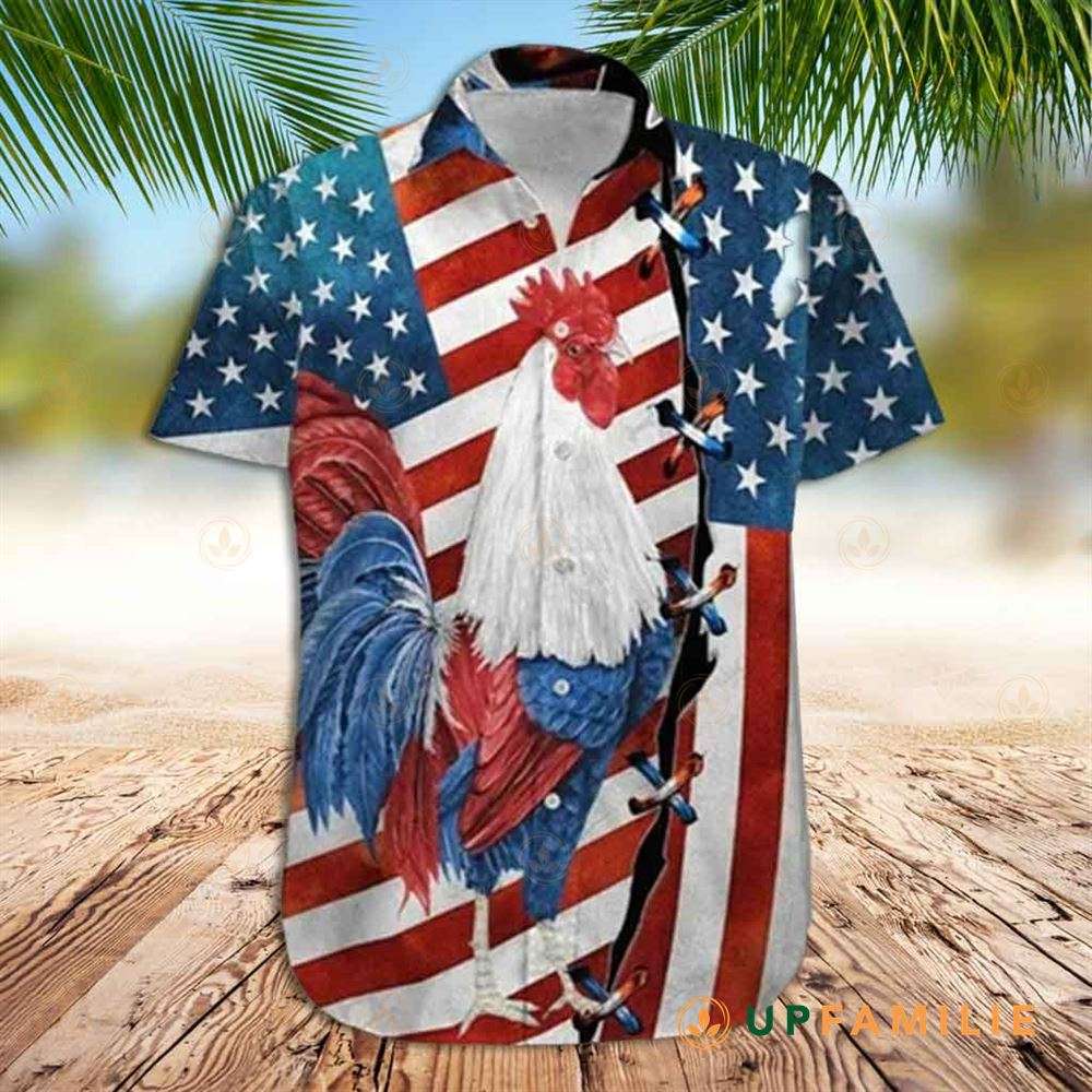 Rooster Hawaiian Shirt Rooster American Flag Hawaiian Shirt
