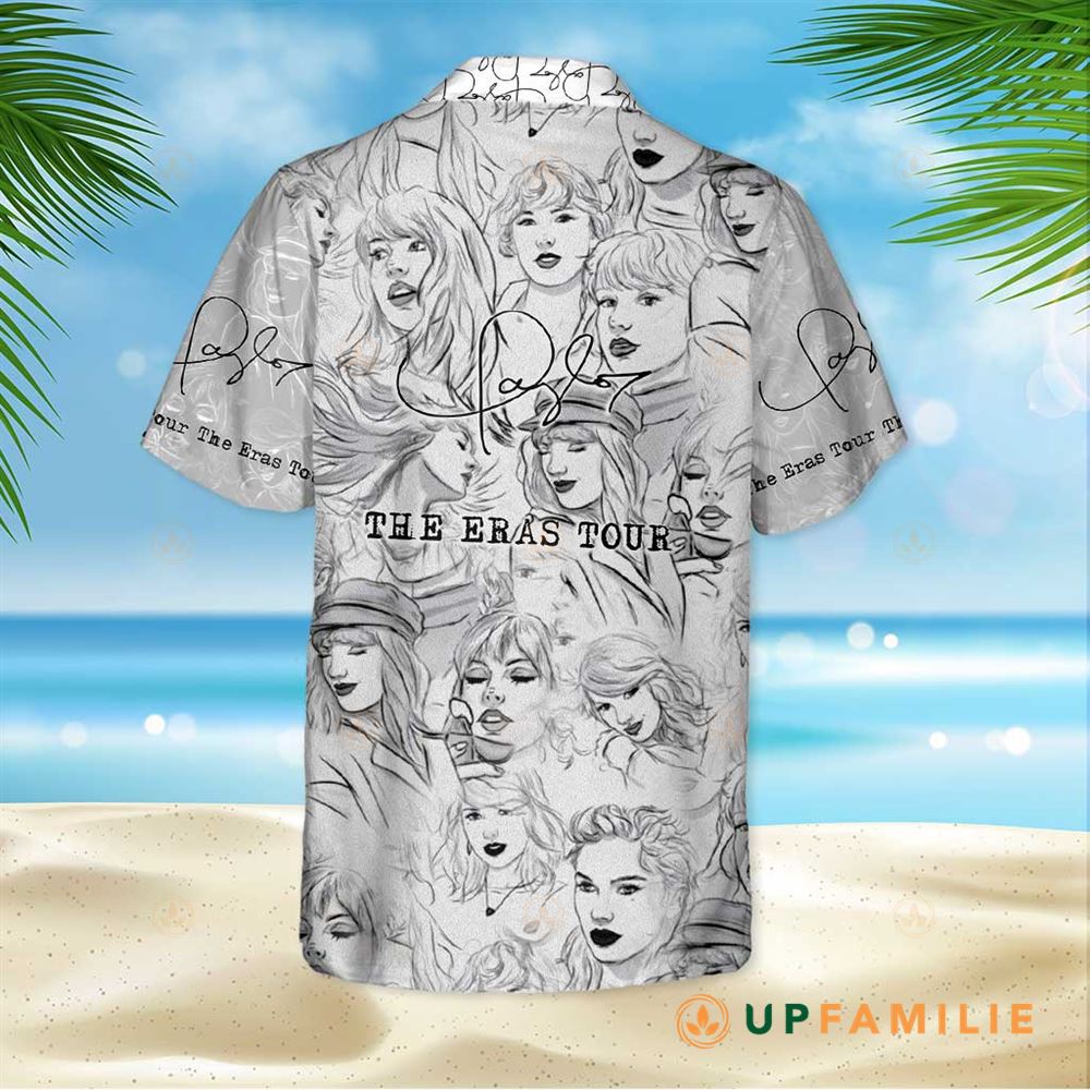 Taylor Swift Hawaiian Shirt The Eras Tour Portrait Pencil Drawing Pattern Best Hawaiian Shirts