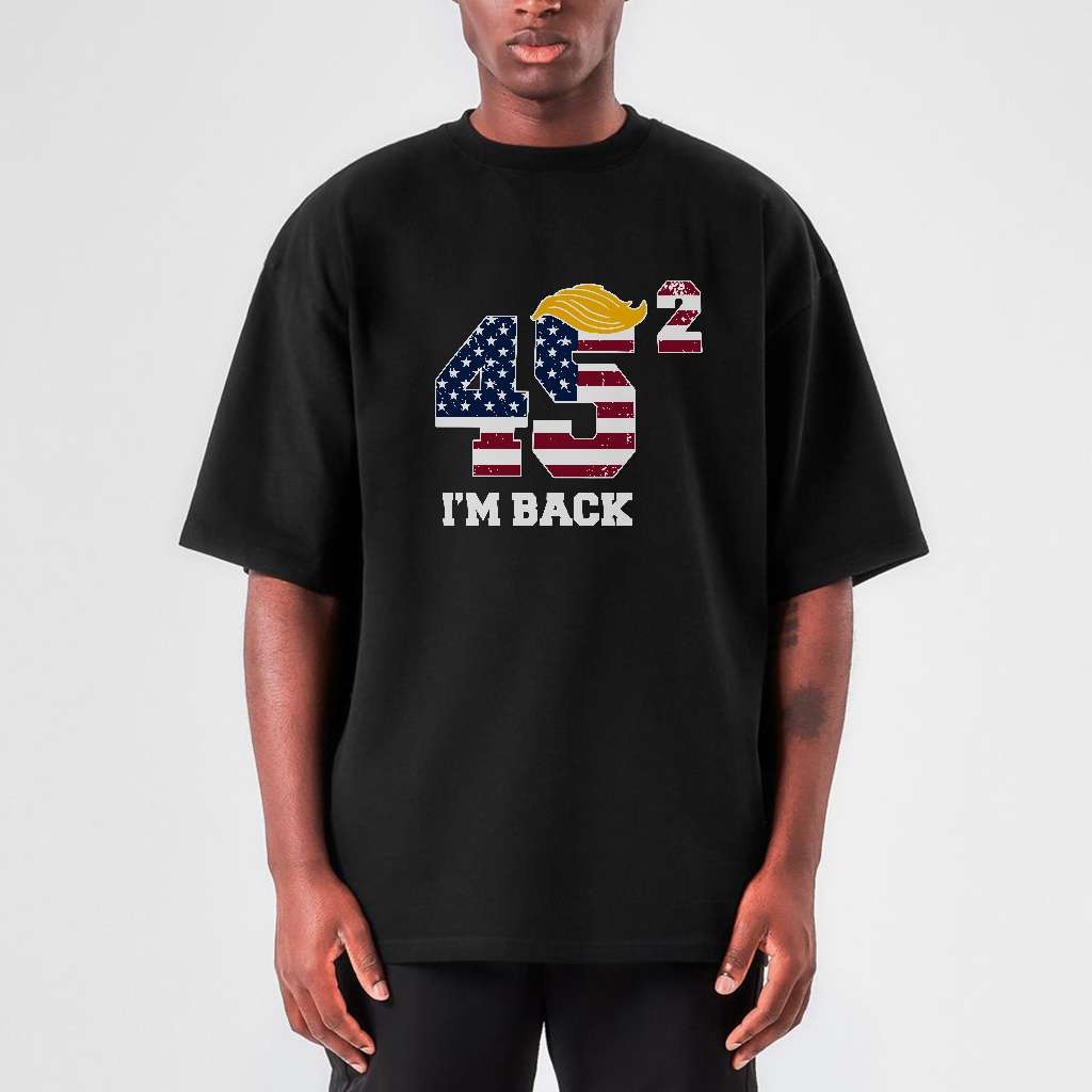 Trump I’m Back 45 Squared Trump America Flag Trending T-shirt