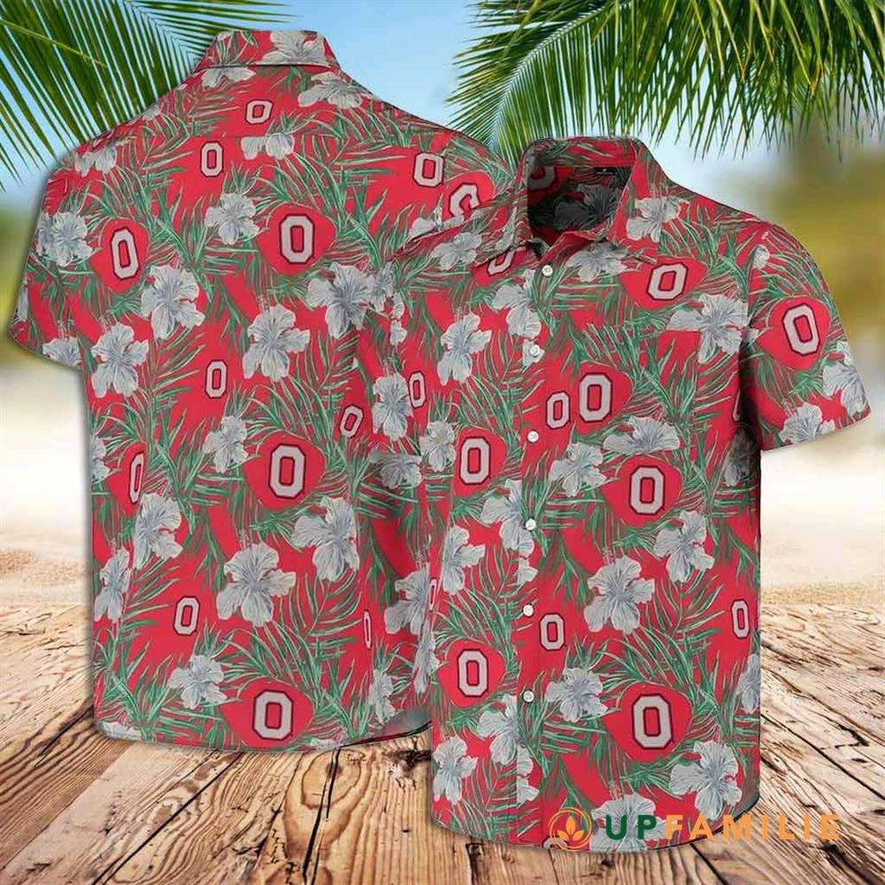 Ohio State Hawaiian Shirt Buckeyes Scarlet Floral Aloha Custom Hawaiian Shirts