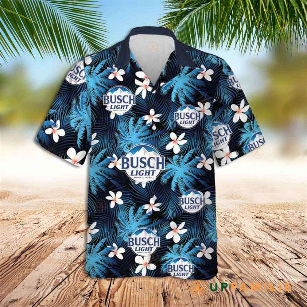 Busch Light Hawaiian Shirt Palm Leaves Flower Hawaiian Shirt