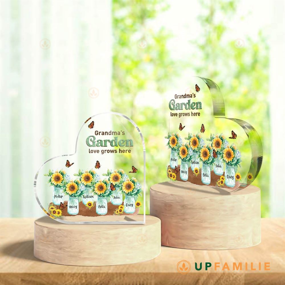 Grandma’s Garden Custom Heart Acrylic Plaque Gifts For Grandma