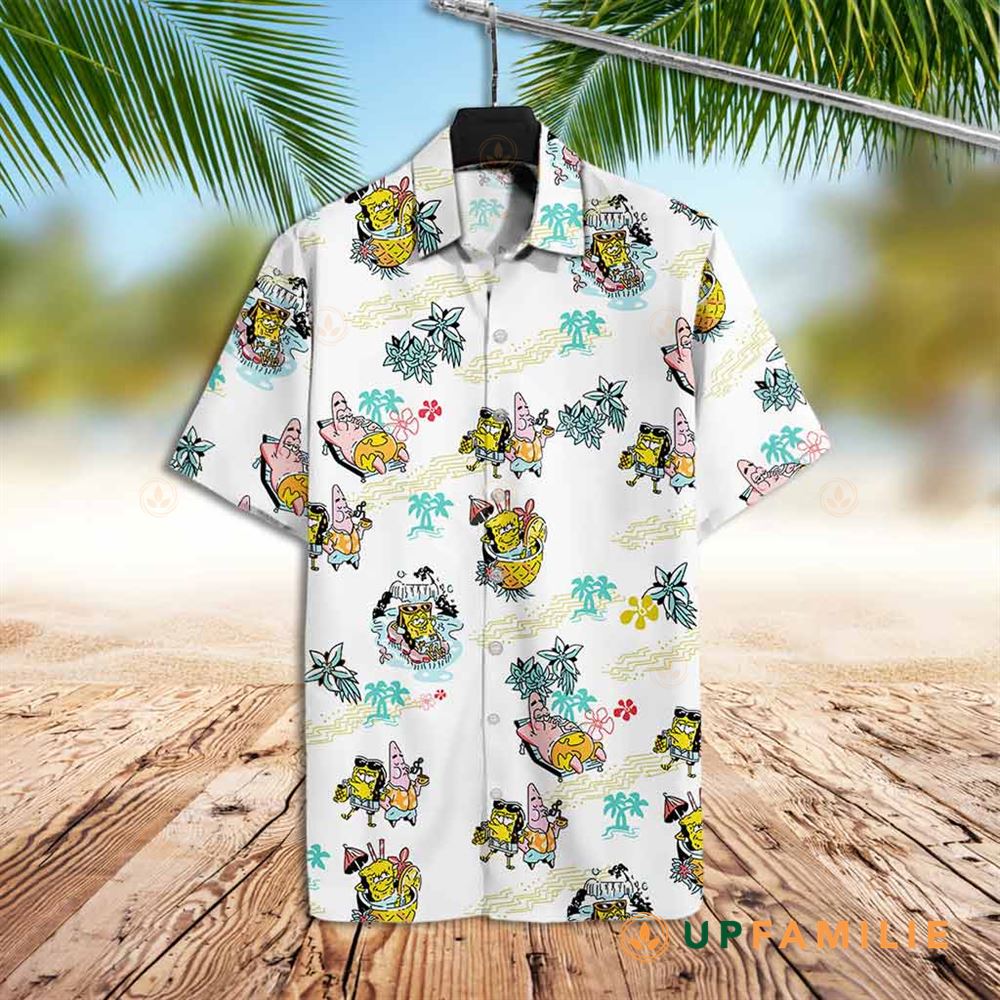 Spongebob Hawaiian Shirt Spongebob Patrick Star Vacation Pattern Best Hawaiian Shirts