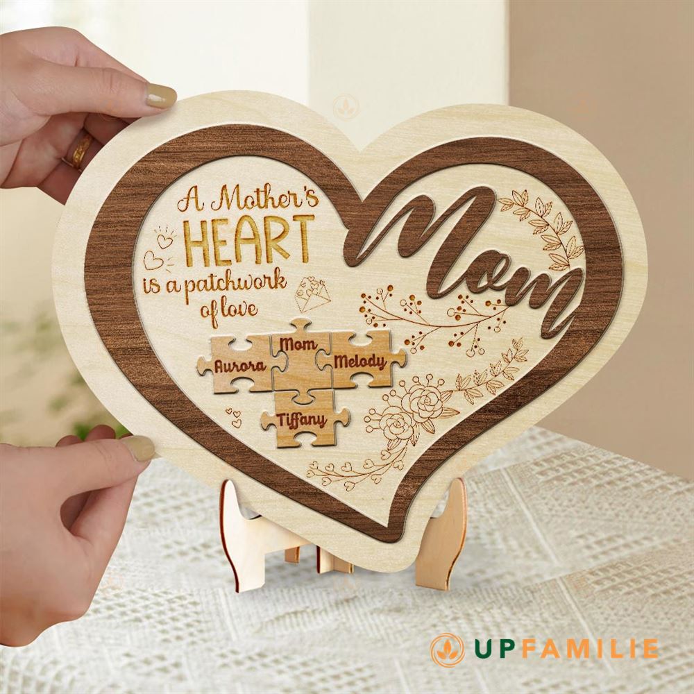 A Mother’s Heart Is A Patchwork Of Love Personalized Puzzle Sign