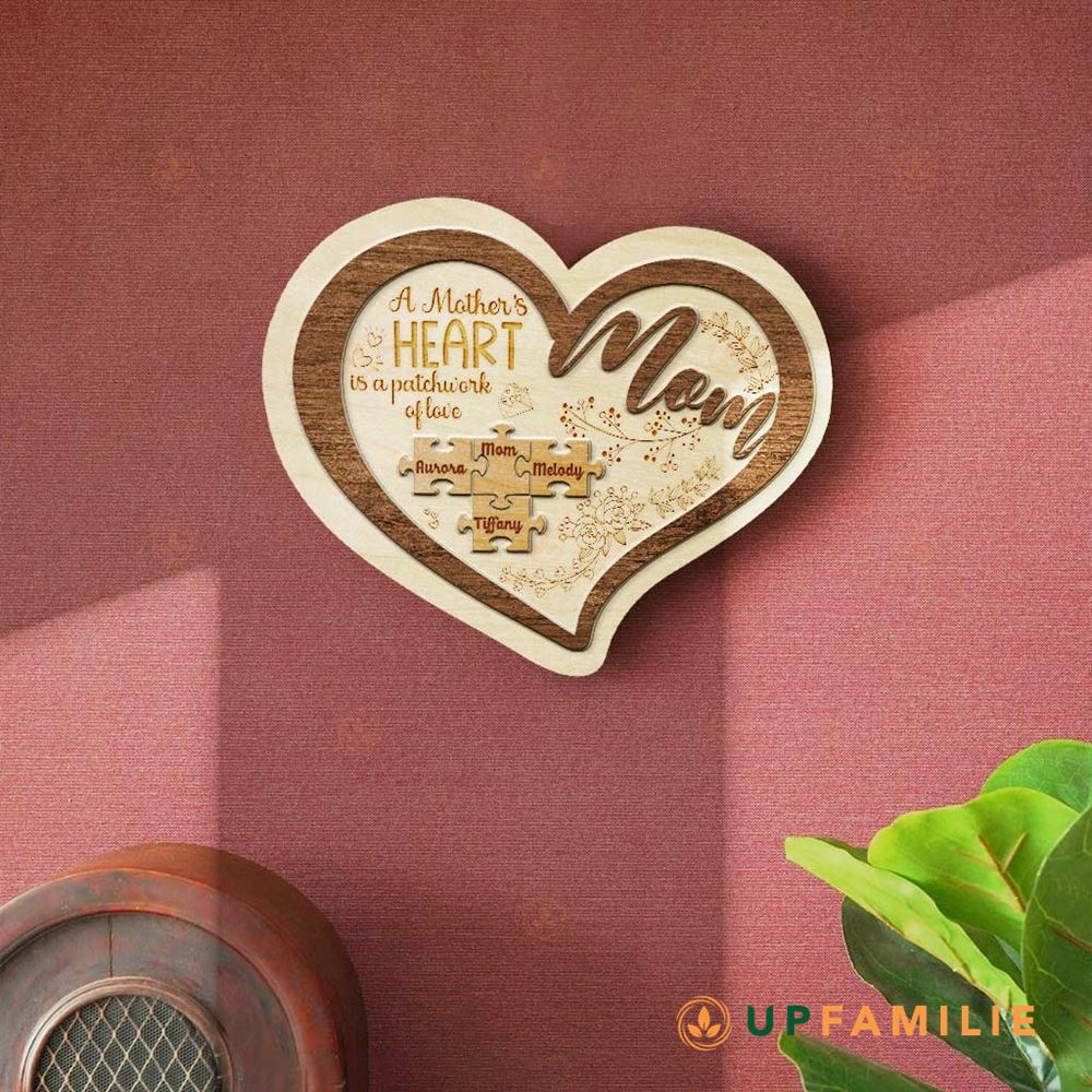 A Mother’s Heart Is A Patchwork Of Love Personalized Puzzle Sign