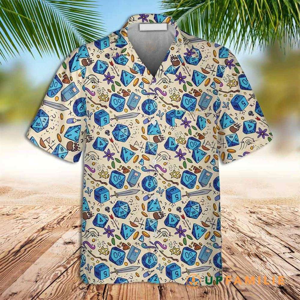 Dnd Hawaiian Shirt Dice Sword Pattern Small Best Hawaiian Shirts