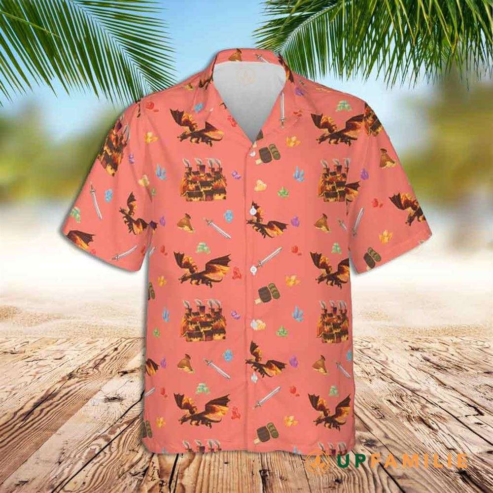 Dnd Hawaiian Shirt Salmon Dragon Adventure Best Hawaiian Shirts