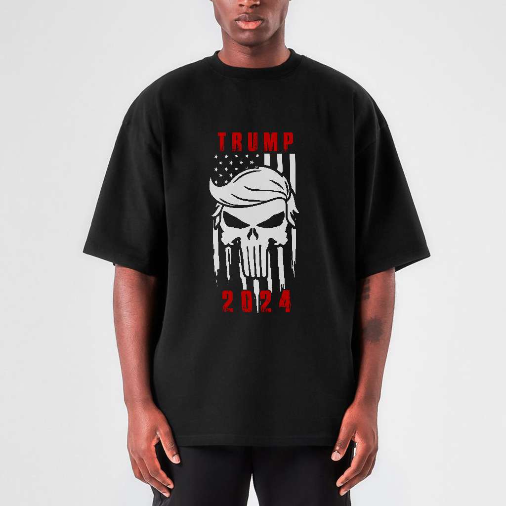 Trump Flag Shirt 2024 Trump Punisher Skull Trending T-shirt