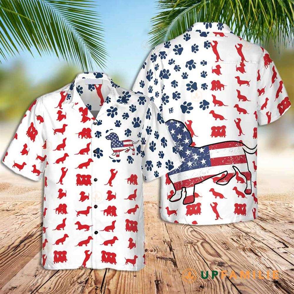 Dachshund Hawaiian Shirt American Flag Best Hawaiian Shirts