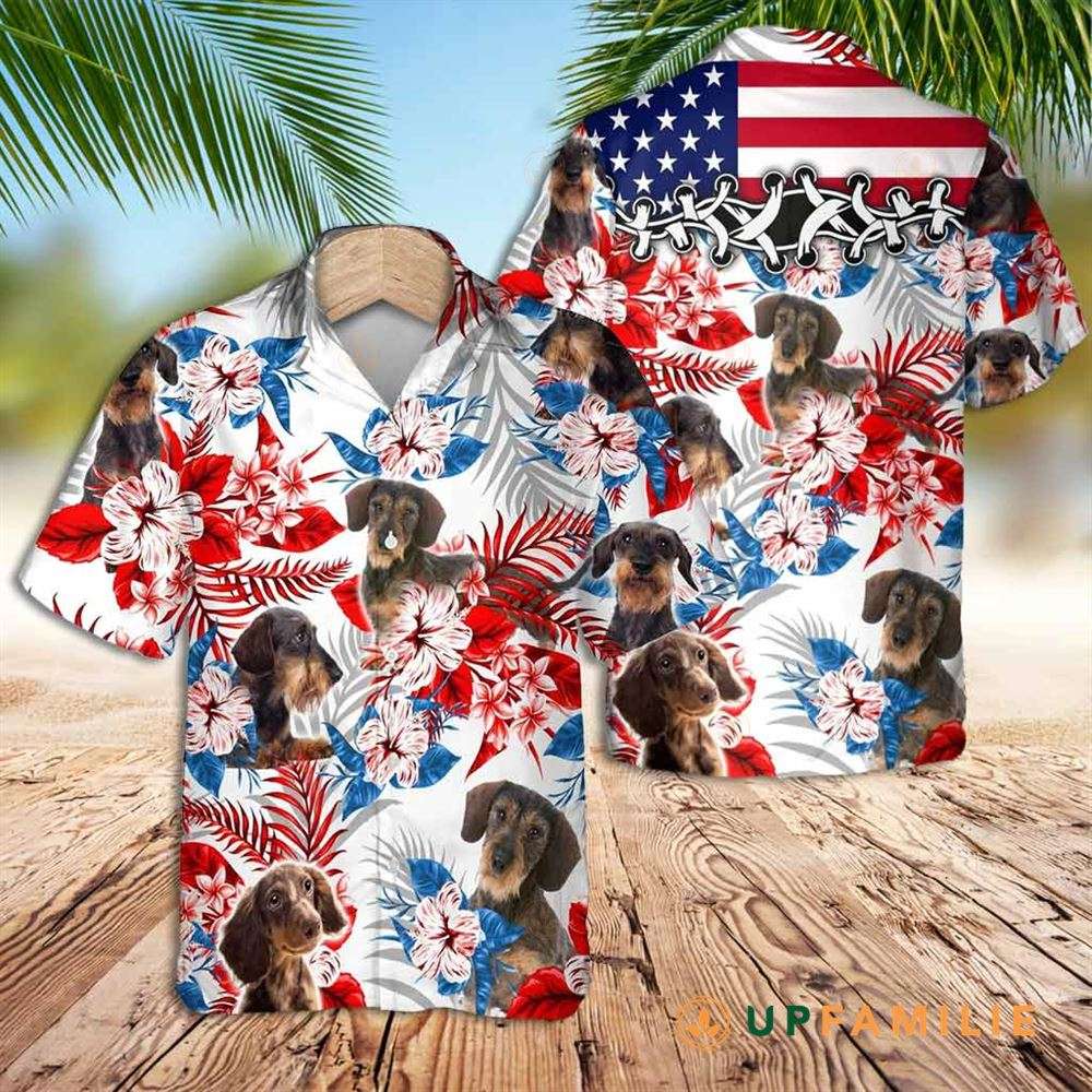 Dachshund Hawaiian Shirt Dachshund American Flag Best Hawaiian Shirts
