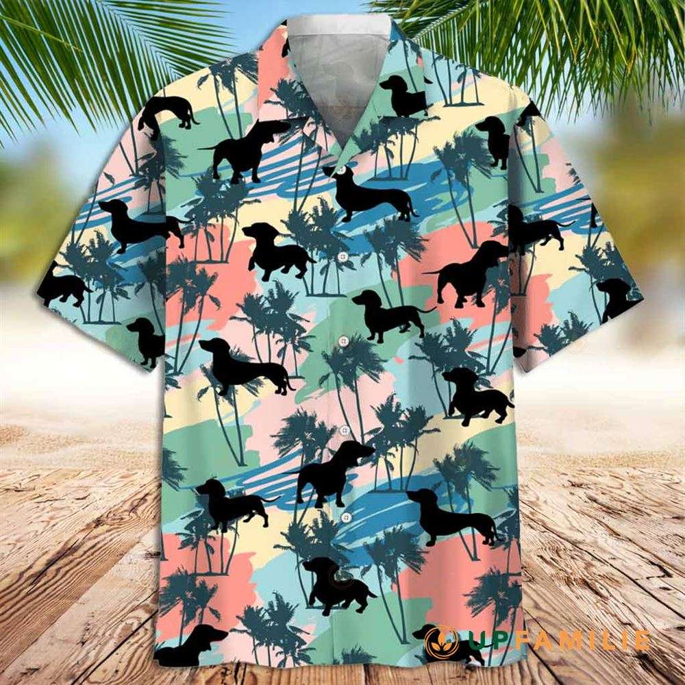Dachshund Hawaiian Shirt Dachshund Coconut Palm Best Hawaiian Shirts