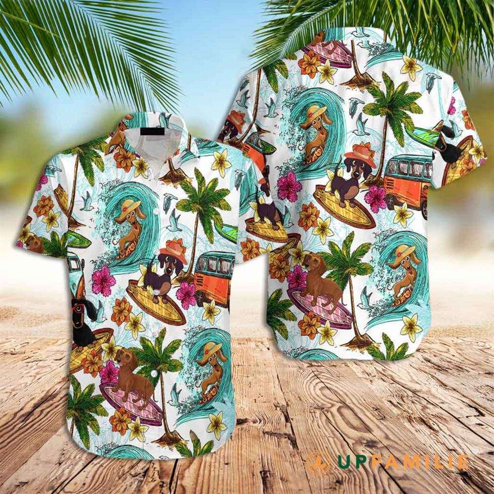 Dachshund Hawaiian Shirt Enjoy Surfing With Dachshund Dog Best Hawaiian Shirts