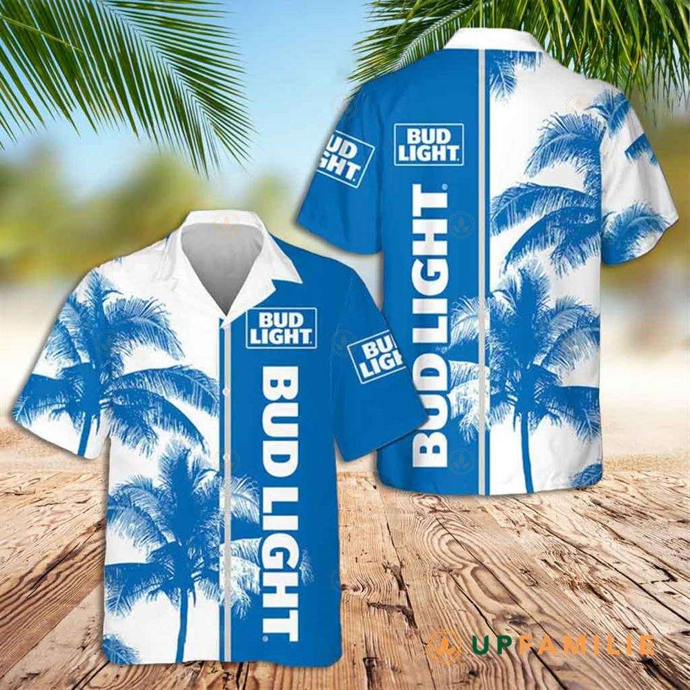 Bud Light Hawaiian Shirt Tropical Coconut Trees