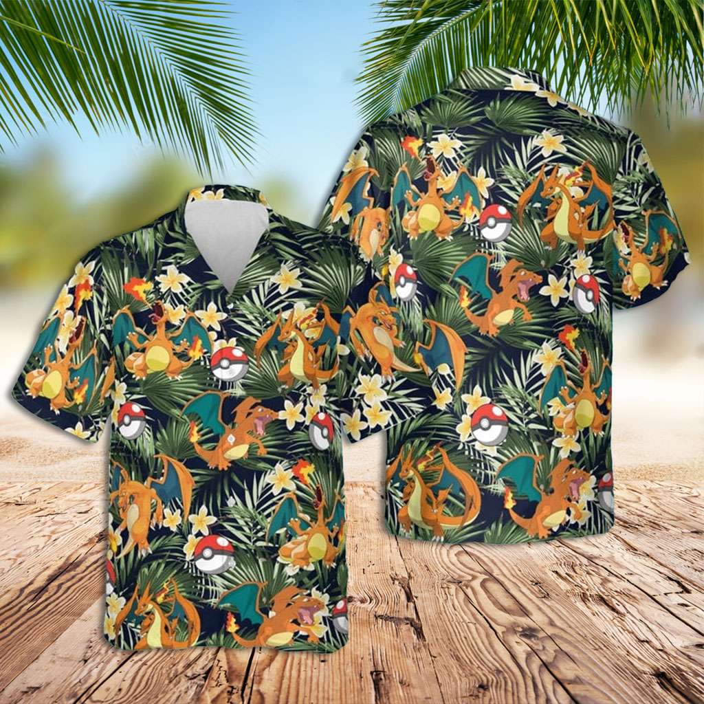 Pokemon Hawaiian Shirt Charizard Pokemon Pokeball Tropical Hawaiian Shirt