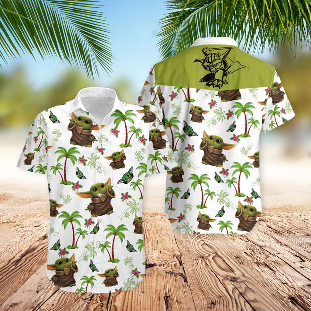 Star Wars Hawaiian Shirt Baby Yoda And Coconut Trees Hawaiian Shirt