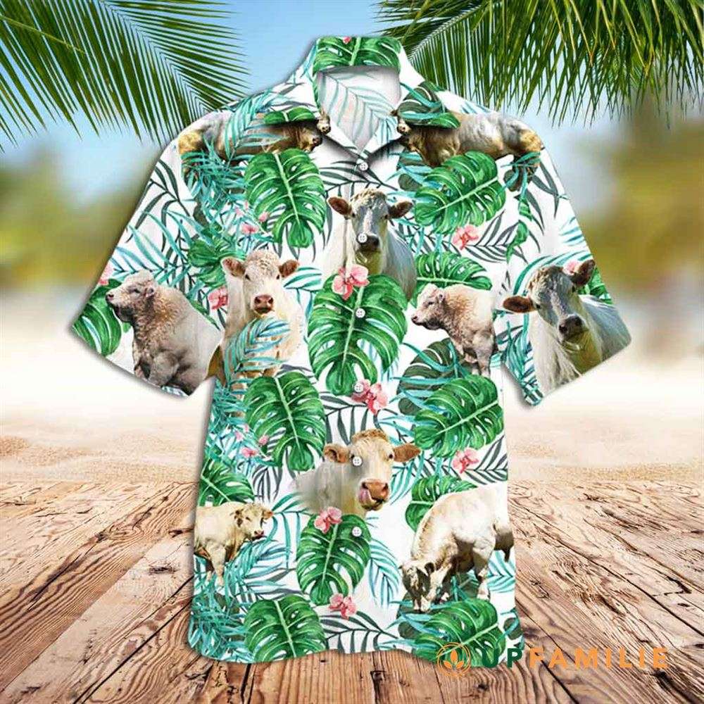 Hawaiian Shirt Charolais Cattle Lovers Tropical Plant Best Hawaiian Shirts