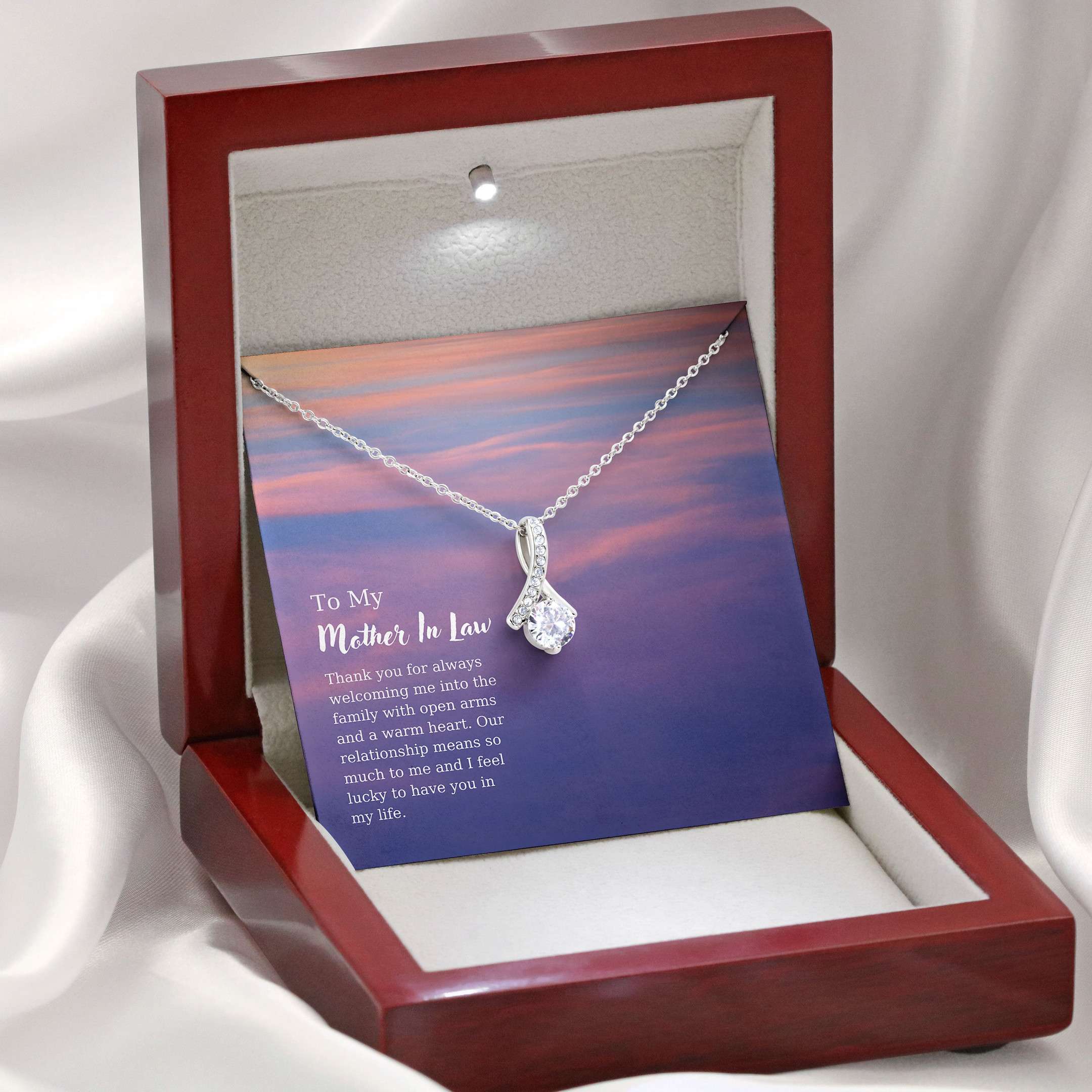 Mother In Law Necklace Thank You For Always Welcoming Me Alluring Beauty Necklace