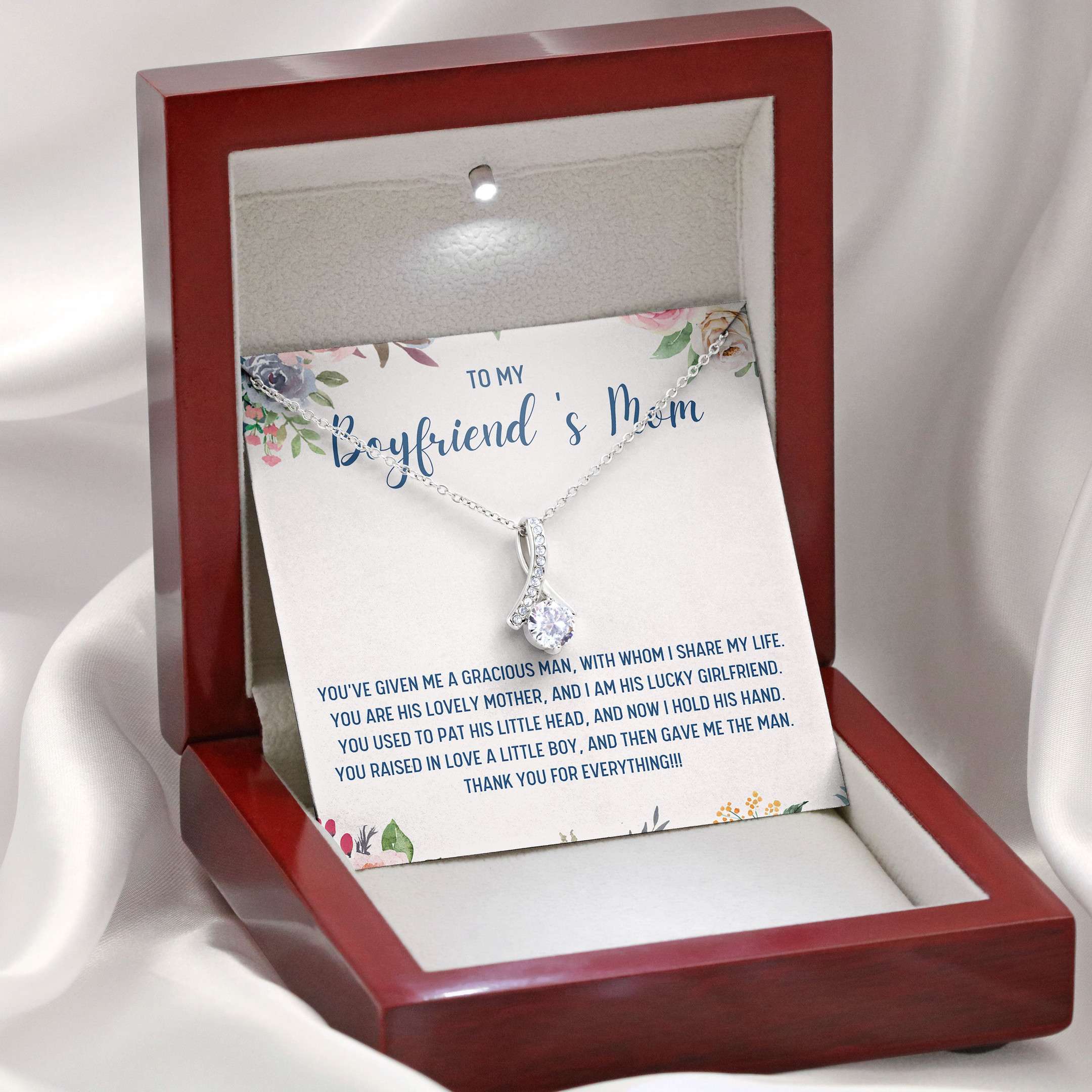 Mom Necklace To My Boyfriend’s Mom You’ve Given Me A Gracious Man Alluring Beauty Necklace