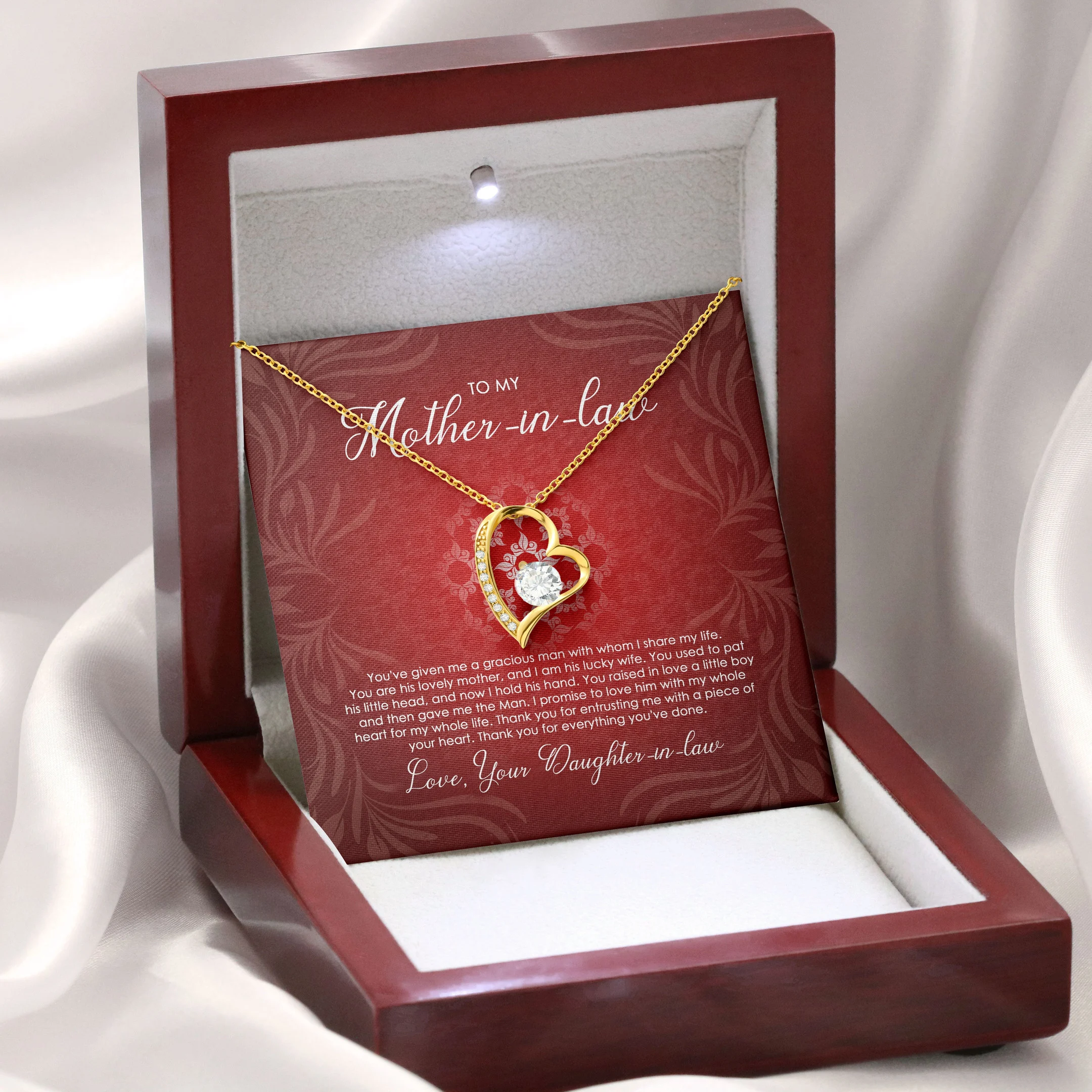 Mother In Law Necklace You Are His Lovely Mother And I Am His Lucky Wife Forever Love Necklace