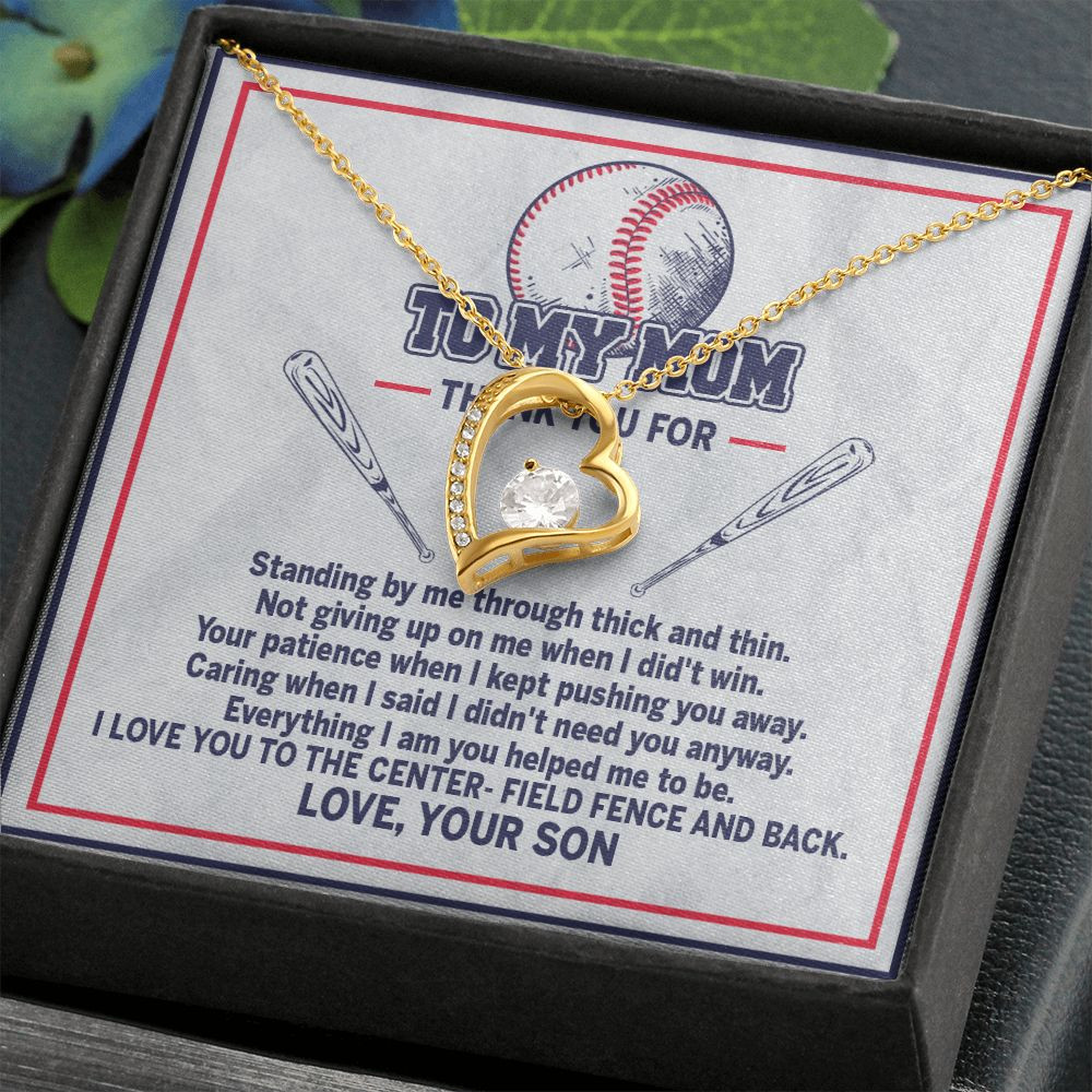 Mom Necklace To My Baseball Mom Thank You For Standing By Me Through Thick And Thin Forever Love Necklace