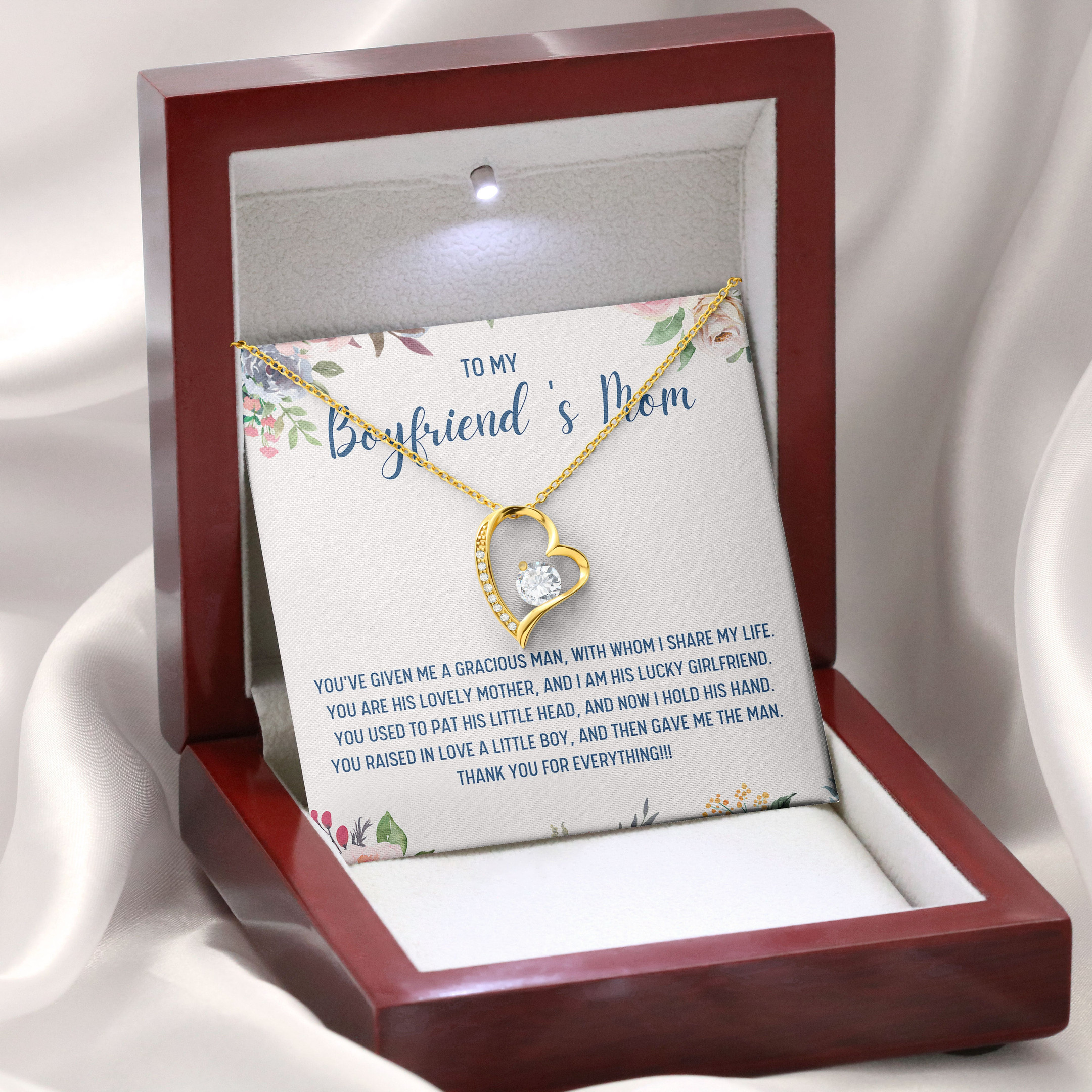 Necklace For Mom To My Boyfriend's Mom You've Given Me A Gracious Man Forever Love Necklace