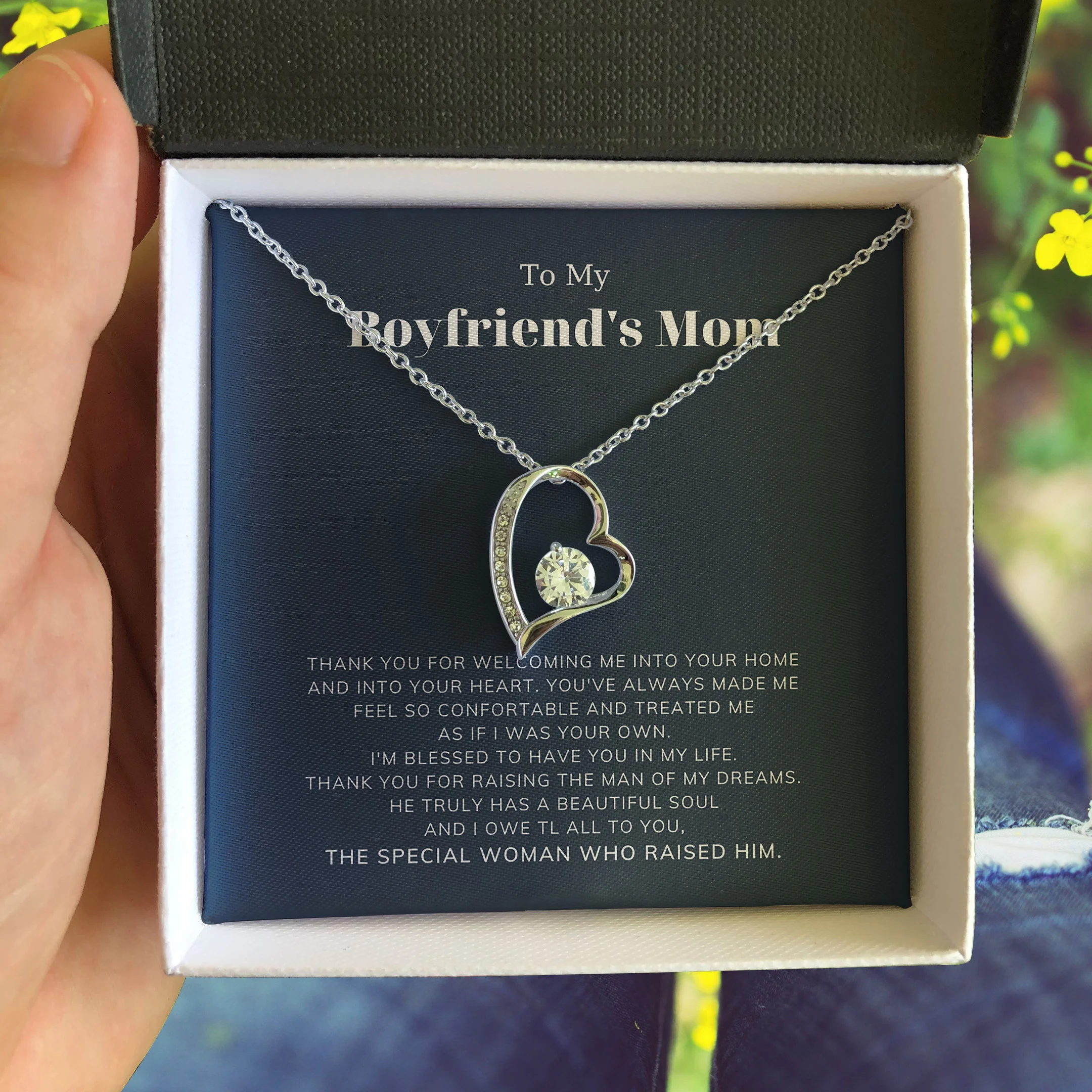 Mom Necklace To My Boyfriend's Mom The Special Women Whose Raised Him Forever Love Necklace