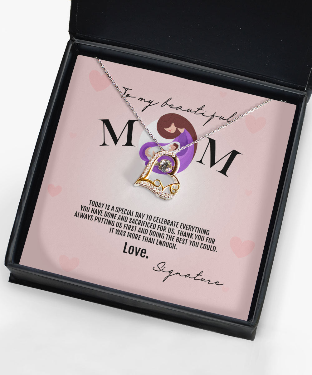 New Mom Necklace Thank You For Always Putting Us First Love Dancing Necklace