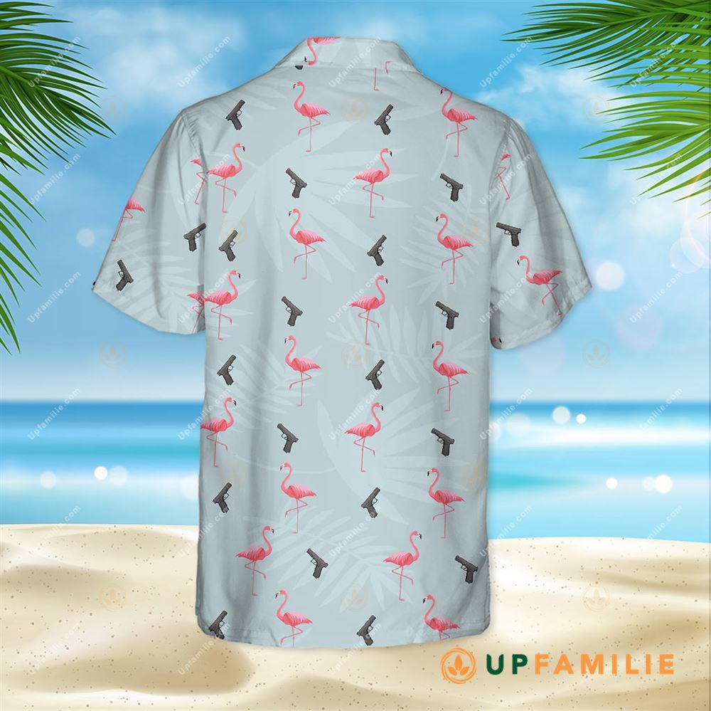 Gun Hawaiian Shirt Glock 17 Flamingo Hawaiian Shirt