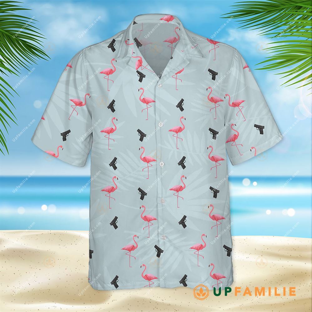 Gun Hawaiian Shirt M&P Shield Flamingo Hawaiian Shirt