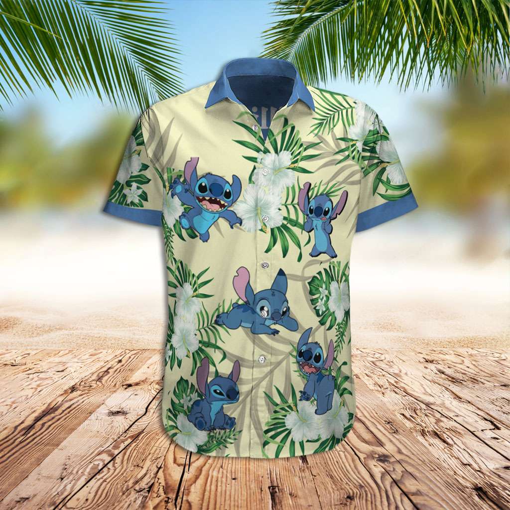 Stitch Hawaiian Shirt Stitch And Flowers Hawaiian Shirt