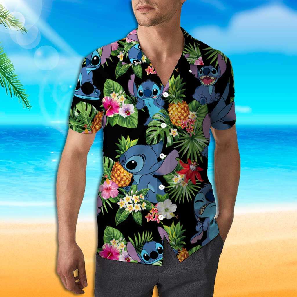 Stitch Hawaiian Shirt Stitch Tropical Pineapple Hawaiian Shirt