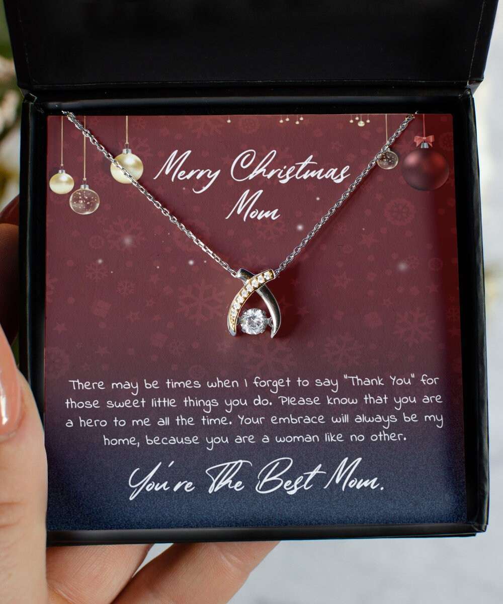 Necklace For Mom You Are The Best Mom Merry Christmas Wishbone Dancing Necklace