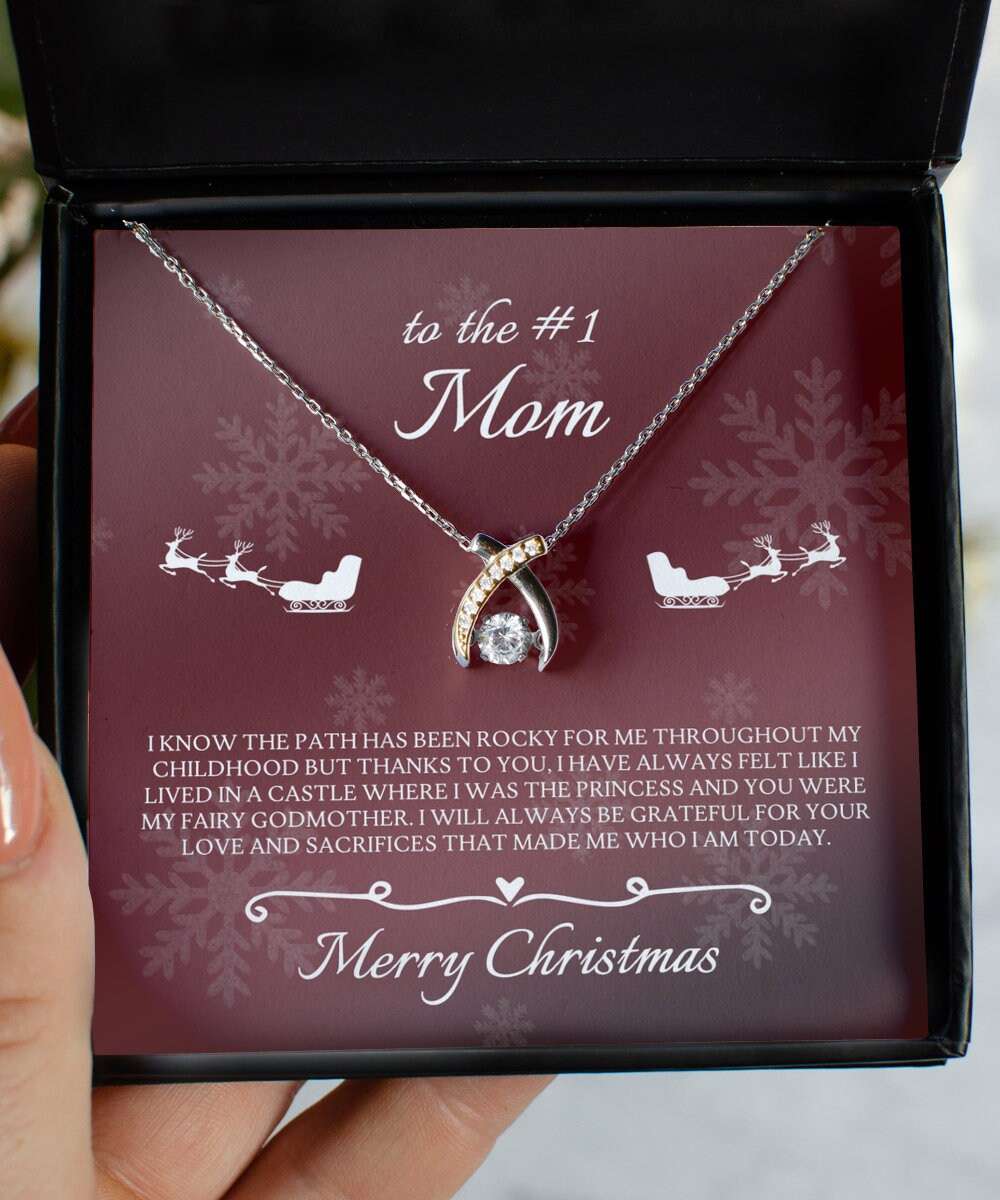 Mom Necklace To The Number One Mom Merry Christmas Wishbone Dancing Necklace