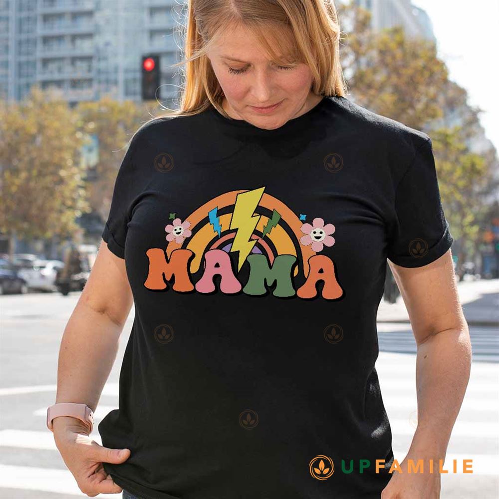 Retro Floral Mama Shirt Mama Rainbow Trending Shirt Gift For Mom