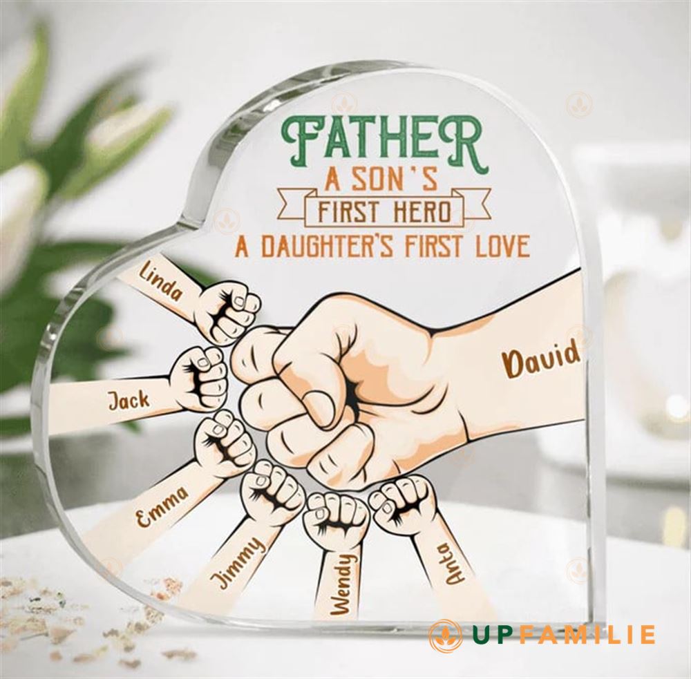 Personalized Acrylic Plaques Father A Son's First Hero Gift For Dad