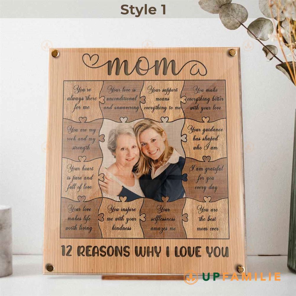 Mothers Day Puzzle Gift 12 Reasons Why I Love You Mom Photo Puzzle Piece Sign