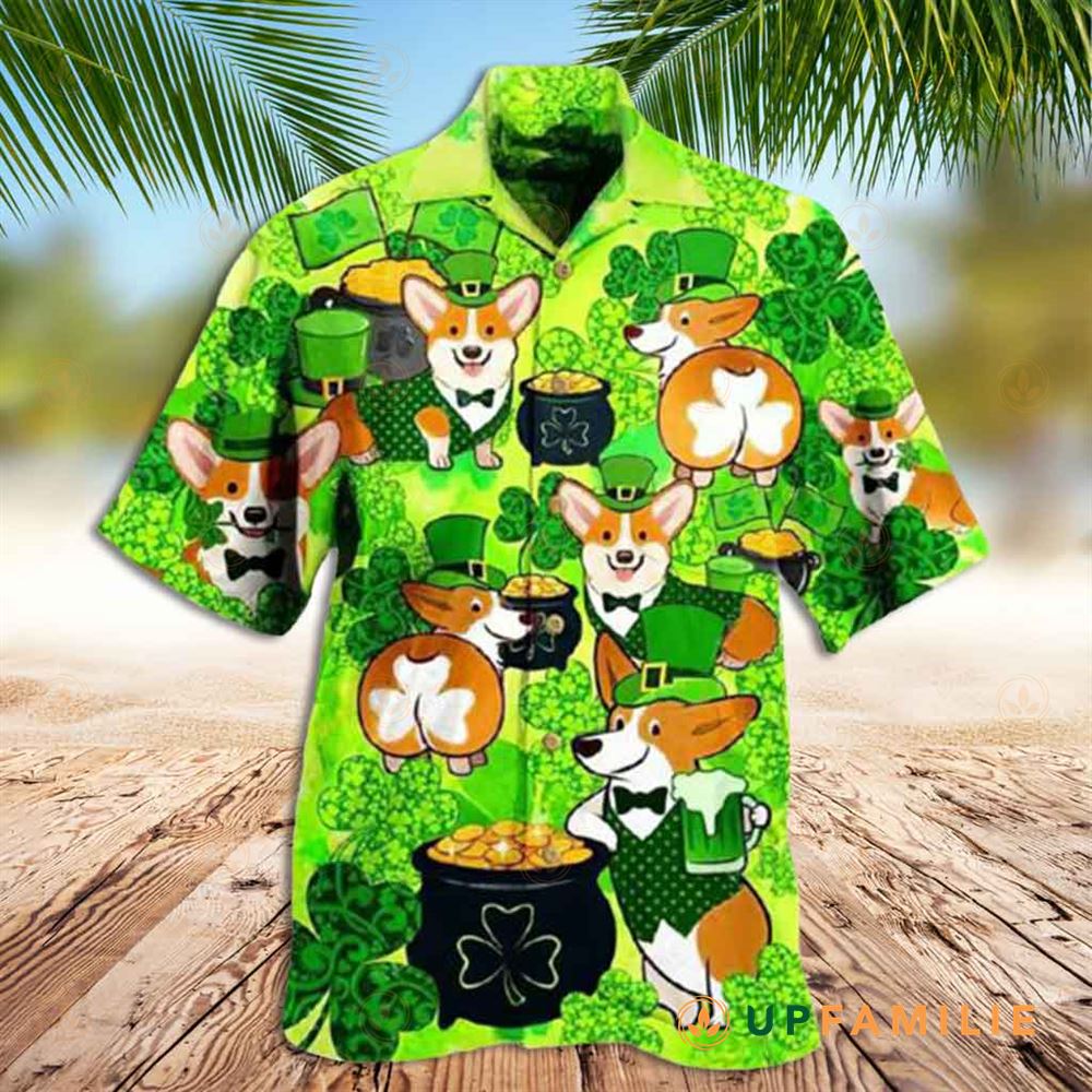 Corgi Hawaiian Shirt Corgi Irish Patrick's Day Hawaiian Shirt