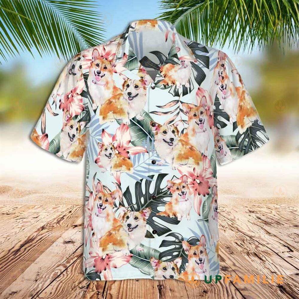 Corgi Hawaiian Shirt Corgi Palm Leaves Hawaiian Shirt