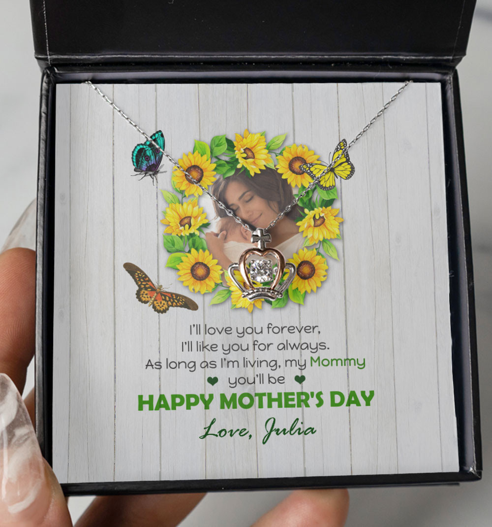 Mom Necklace I Will Like You For Always Custom Crown Necklace Best Mother's Day Gifts