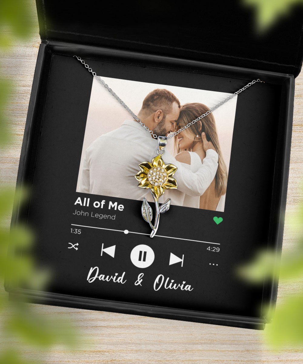 Necklace For Her All Of Me Spotify Code Custom Sunflower Pendant Necklace